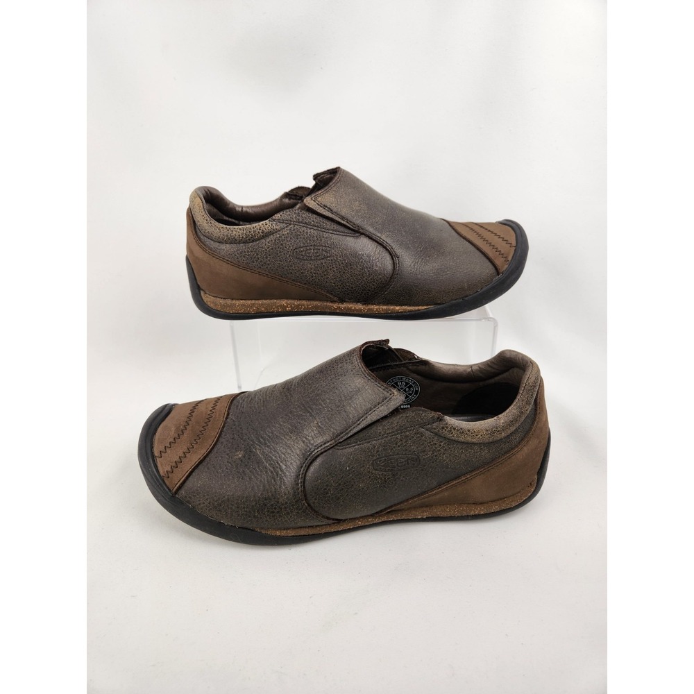 Keen Men Shoe Size 9.5 M Brown Leather Slip On Hiking Loafer Sneaker Walking